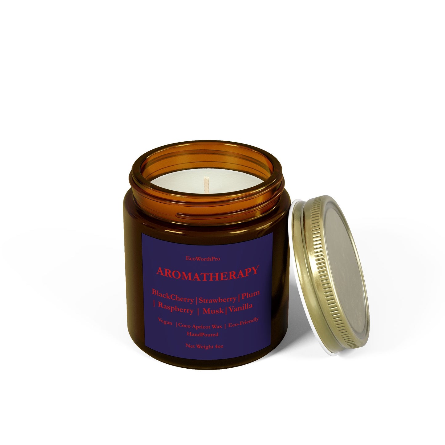 AROMATHERAPY Wellness Mini Black Cherry Bliss Candle – Vanilla Essential Oil & Musk 113g/4oz Front Side