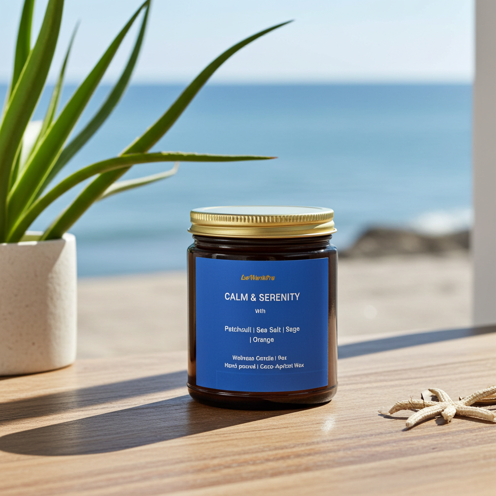 CALM & SERENITY | Patchouli Wellness Candle – Patchouli, Sea-Salt, Sage & Orange -9oz