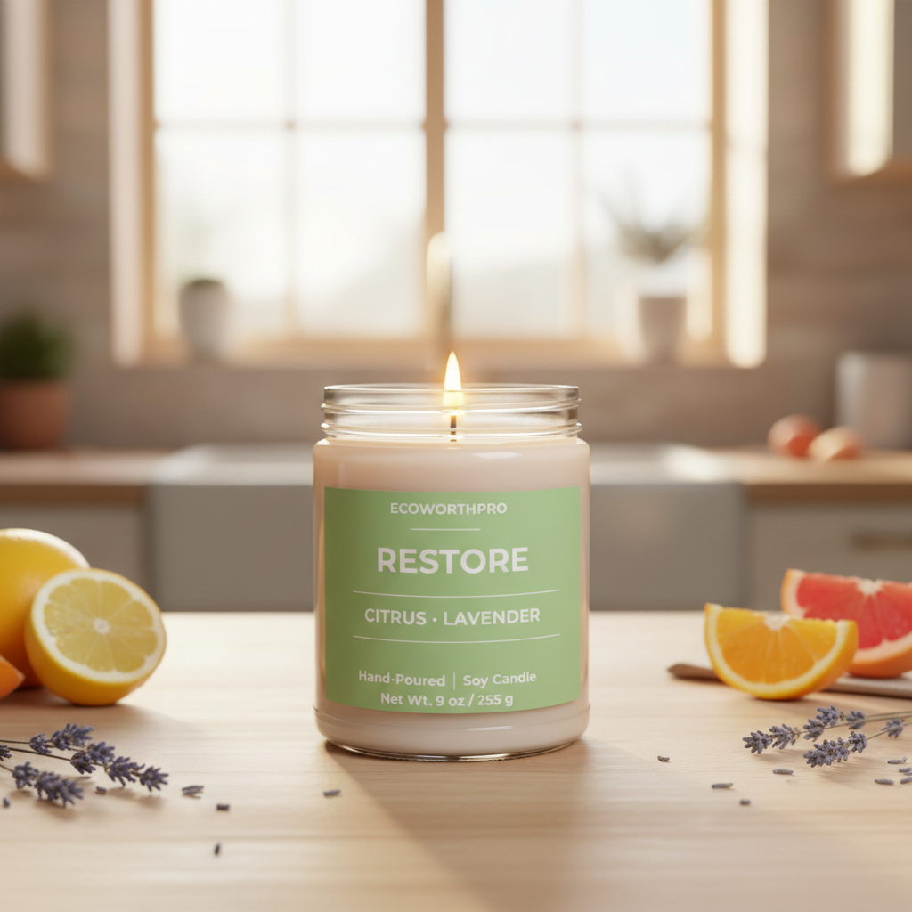 Citrus & Lavender Soy Candle | Fresh Calming Candle - ECOWORTHPRO