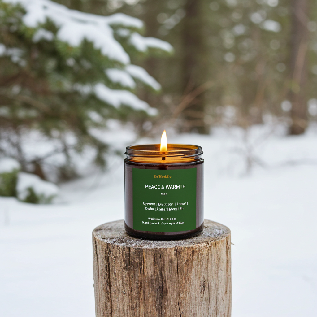 PEACE & WARMTH | Winter Woodland Candle – Cypress, Amber & Fir - 4oz