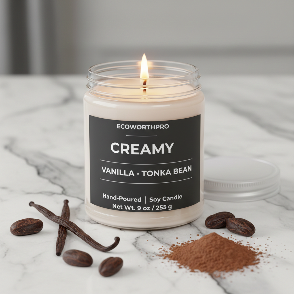 Vanilla & Tonka Bean Candle | Indulgent Soy Candle - ECOWORTHPRO