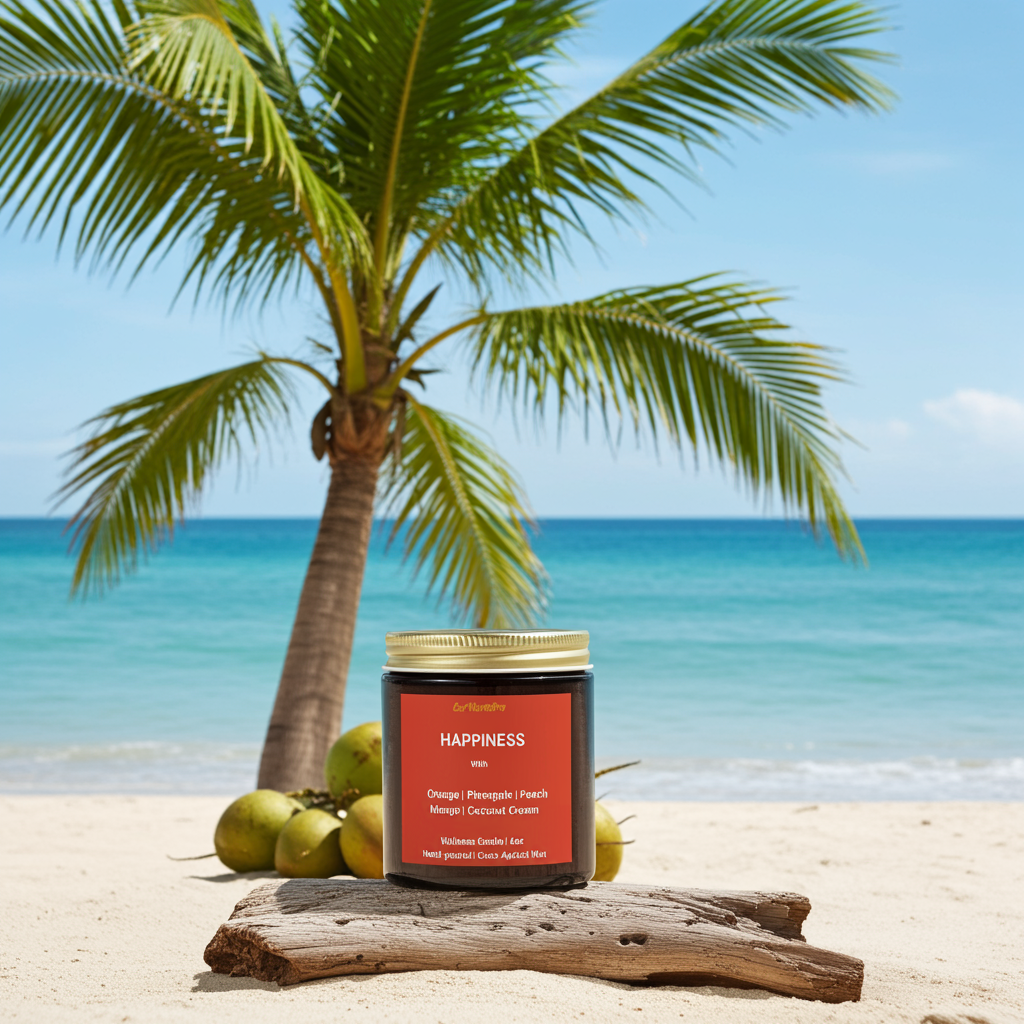 HAPPINESS Tropical Candle Scent | Coconut, Mango & Pineapple | 4oz
