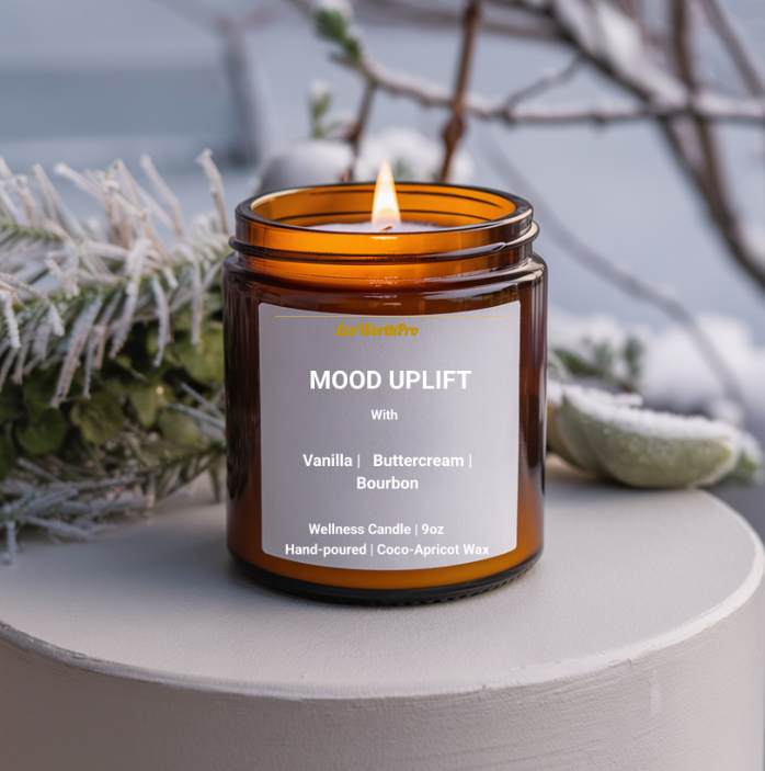 vanilla bean coconut apricot wax candle– Vanilla, Buttercream & Bourbon. SS.