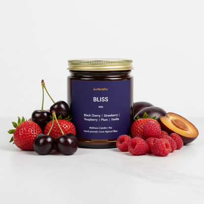 BLISS |  Black Cherry Candle | Black Cherry, Musk, Vanilla, Plum & Berries - 9oz