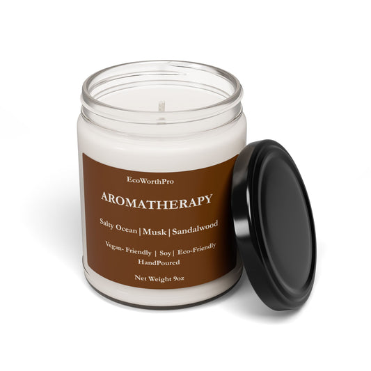 AROMATHERAPY  Wellness - Ocean Calm  Candle – Sandalwood, Musk & Sea Breeze   255g/9oz Front Side