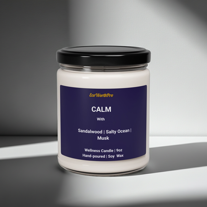 CALM  | Ocean Breeze Wellness Candle | Sandalwood, Musk & Sea-Salt  - 9oz