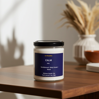 CALM  | Ocean Breeze Wellness Candle | Sandalwood, Musk & Sea-Salt  - 9oz