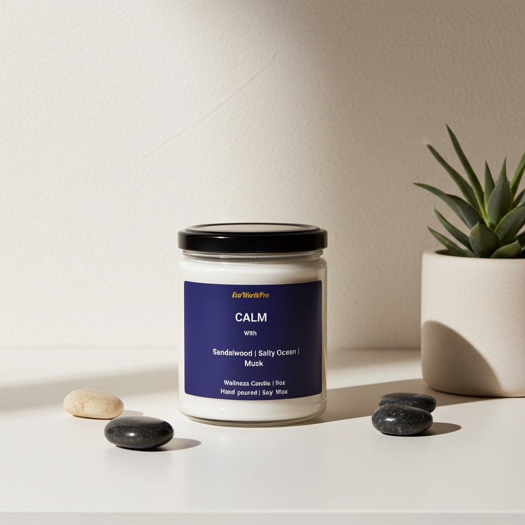CALM  | Ocean Breeze Wellness Candle | Sandalwood, Musk & Sea-Salt  - 9oz