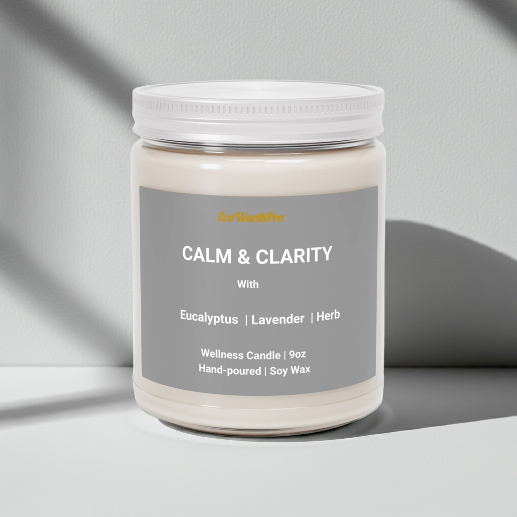 CALM & CLARITY | Eucalyptus Wellness Candle – Eucalyptus, Lavender & Herb - 9oz