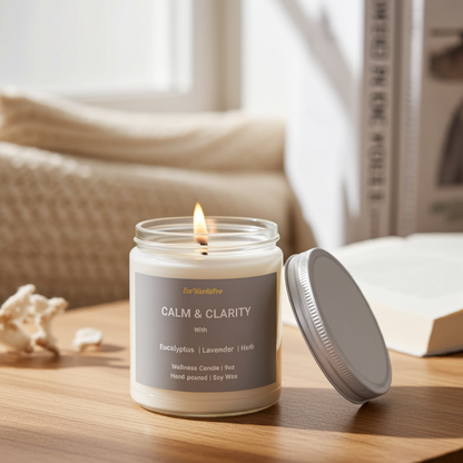 CALM & CLARITY | Eucalyptus Wellness Candle – Eucalyptus, Lavender & Herb - 9oz