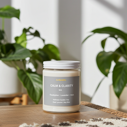 CALM & CLARITY | Eucalyptus Wellness Candle – Eucalyptus, Lavender & Herb - 9oz