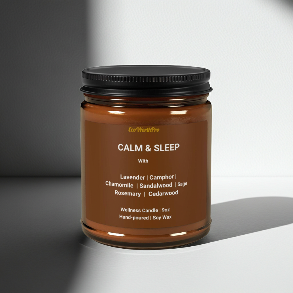 CALM & SLEEP - Lavender Sleep Candle | Lavender, Chamomile, Cedar-Wood & Sage | 9oz