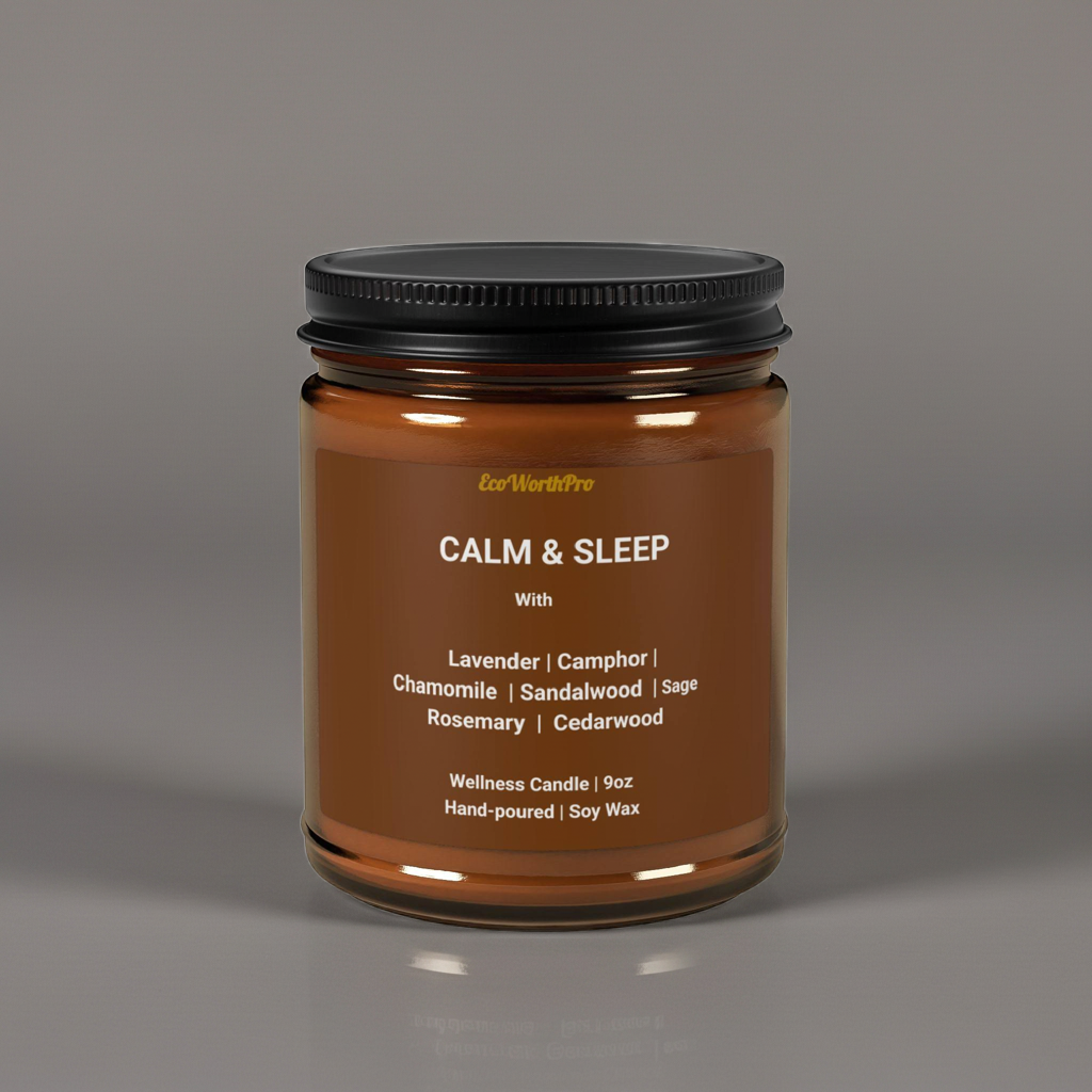 CALM & SLEEP - Lavender Sleep Candle | Lavender, Chamomile, Cedar-Wood & Sage | 9oz
