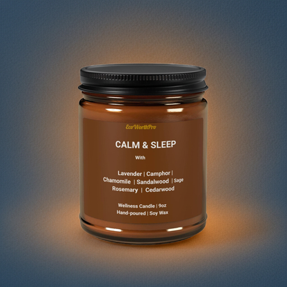 CALM & SLEEP - Lavender Sleep Candle | Lavender, Chamomile, Cedar-Wood & Sage | 9oz