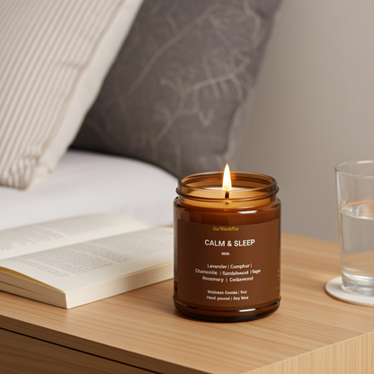 CALM & SLEEP - Lavender Sleep Candle | Lavender, Chamomile, Cedar-Wood & Sage | 9oz