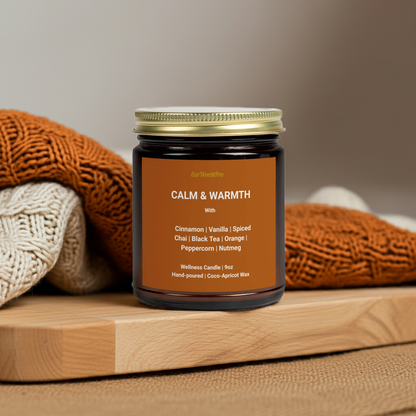 CALM & WARMTH Fall Candle | Spiced Cinnamon, Chai, Orange, Nutmeg & Vanilla -9oz
