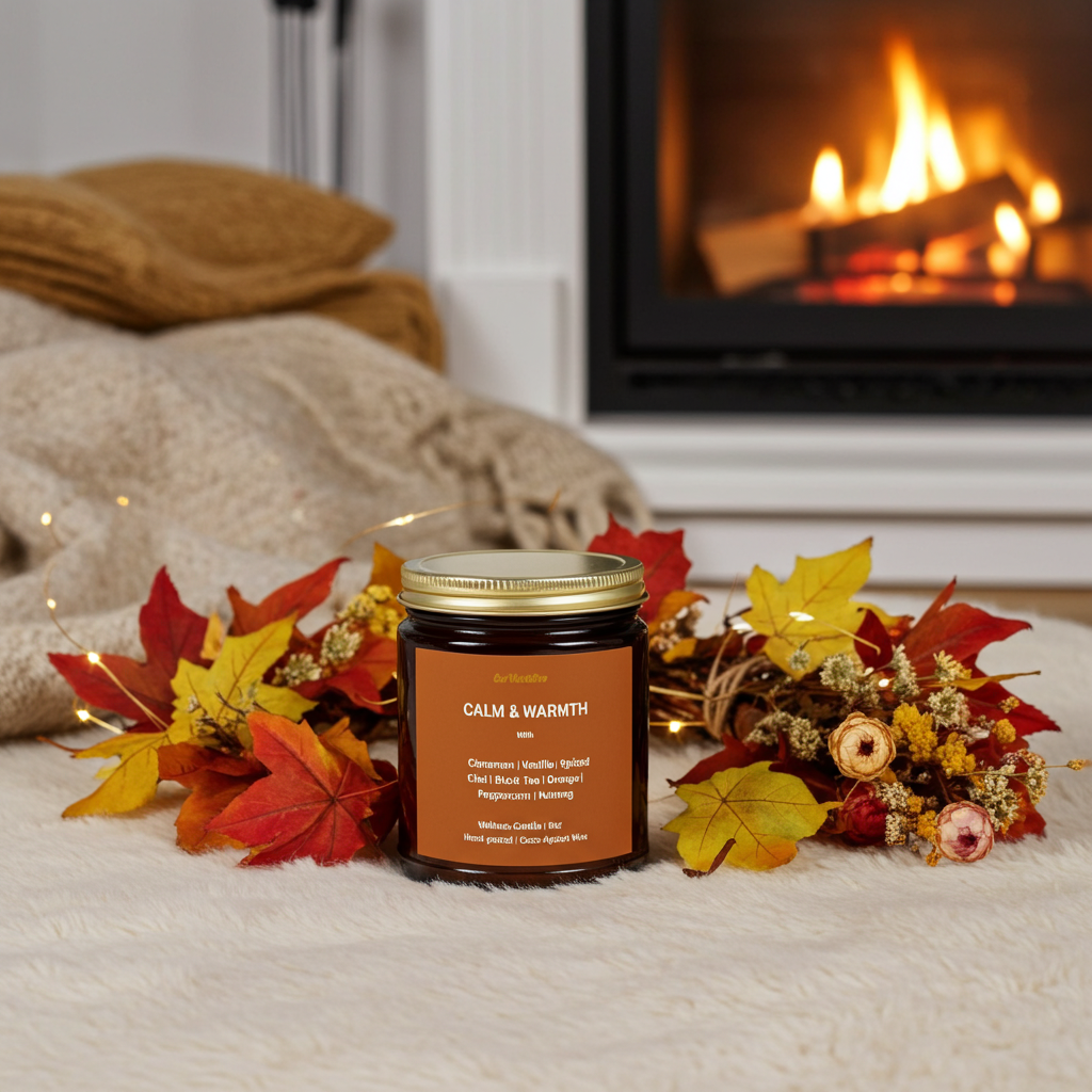 CALM & WARMTH Fall Candle | Spiced Cinnamon, Chai, Orange, Nutmeg & Vanilla -9oz