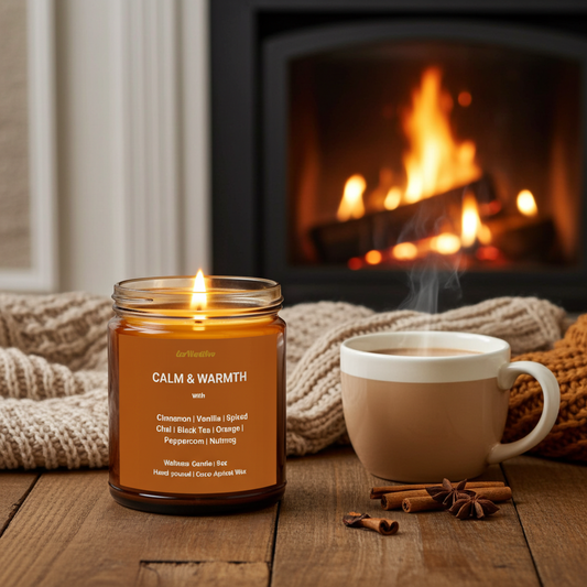 CALM & WARMTH Fall Candle | Spiced Cinnamon, Chai, Orange, Nutmeg & Vanilla -9oz