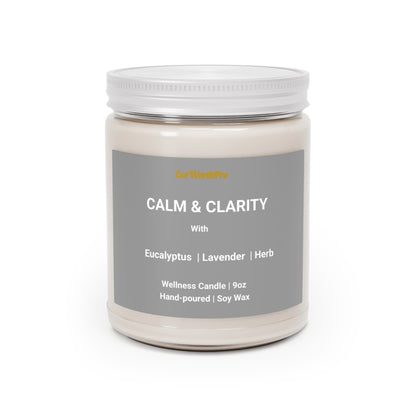 CALM & CLARITY  Eucalyptus, Lavender & Herb Natural Soy Wax Candle. Closed