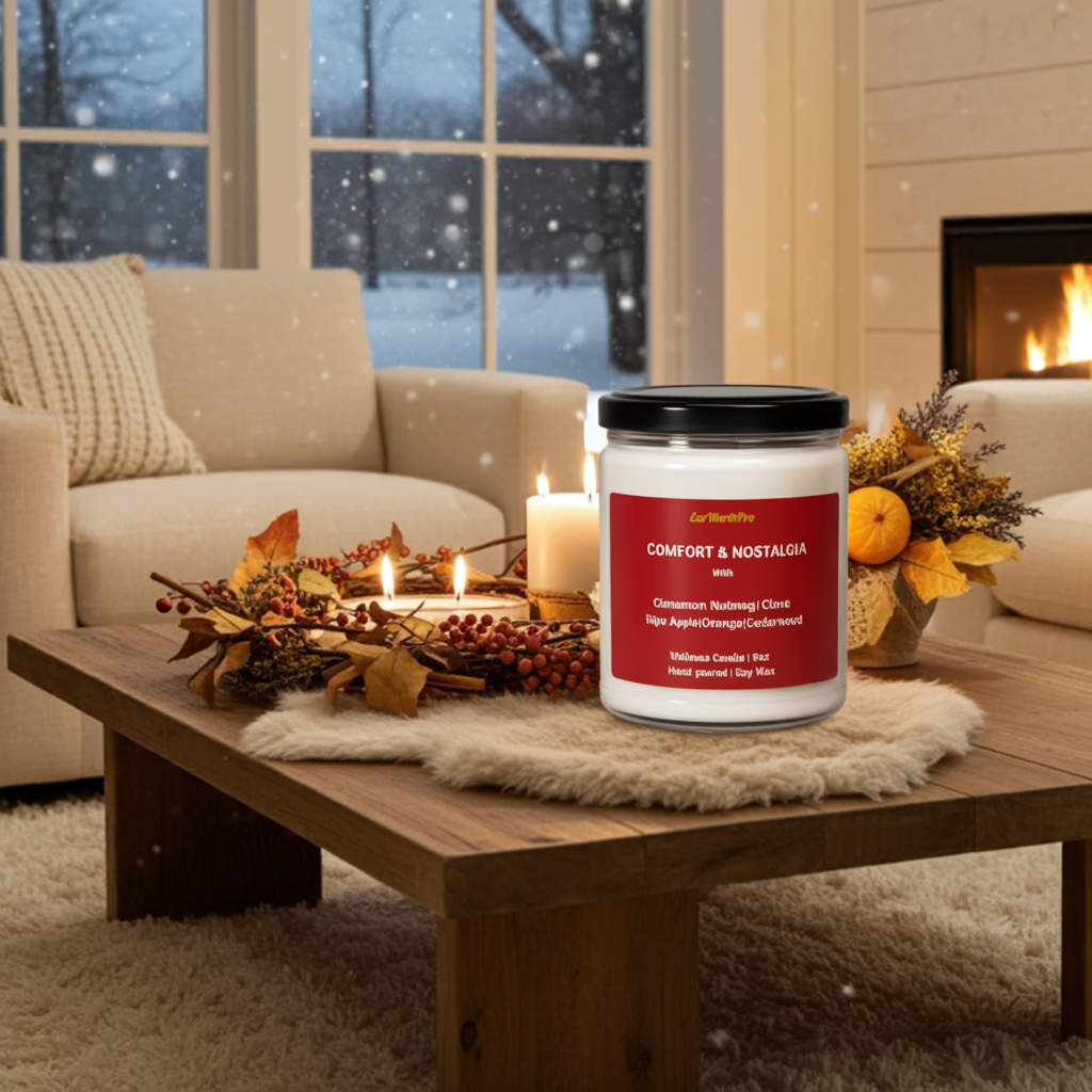 COMFORT & NOSTALGIA | Fall Wellness Candle – Apple, Cinnamon, Clove & Nutmeg - 9oz