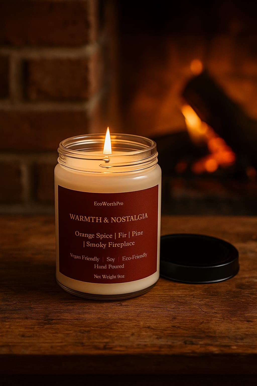 Christmas Tree Candle | Pine, Orange Spice & Fireplace. PIC.