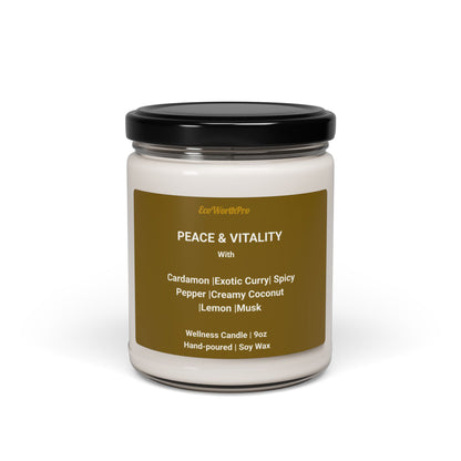 PEACE & VITALITY | Fall Soy Wax Candle | Spicy Pepper, Coconut Cream & Cardamom  - 9oz