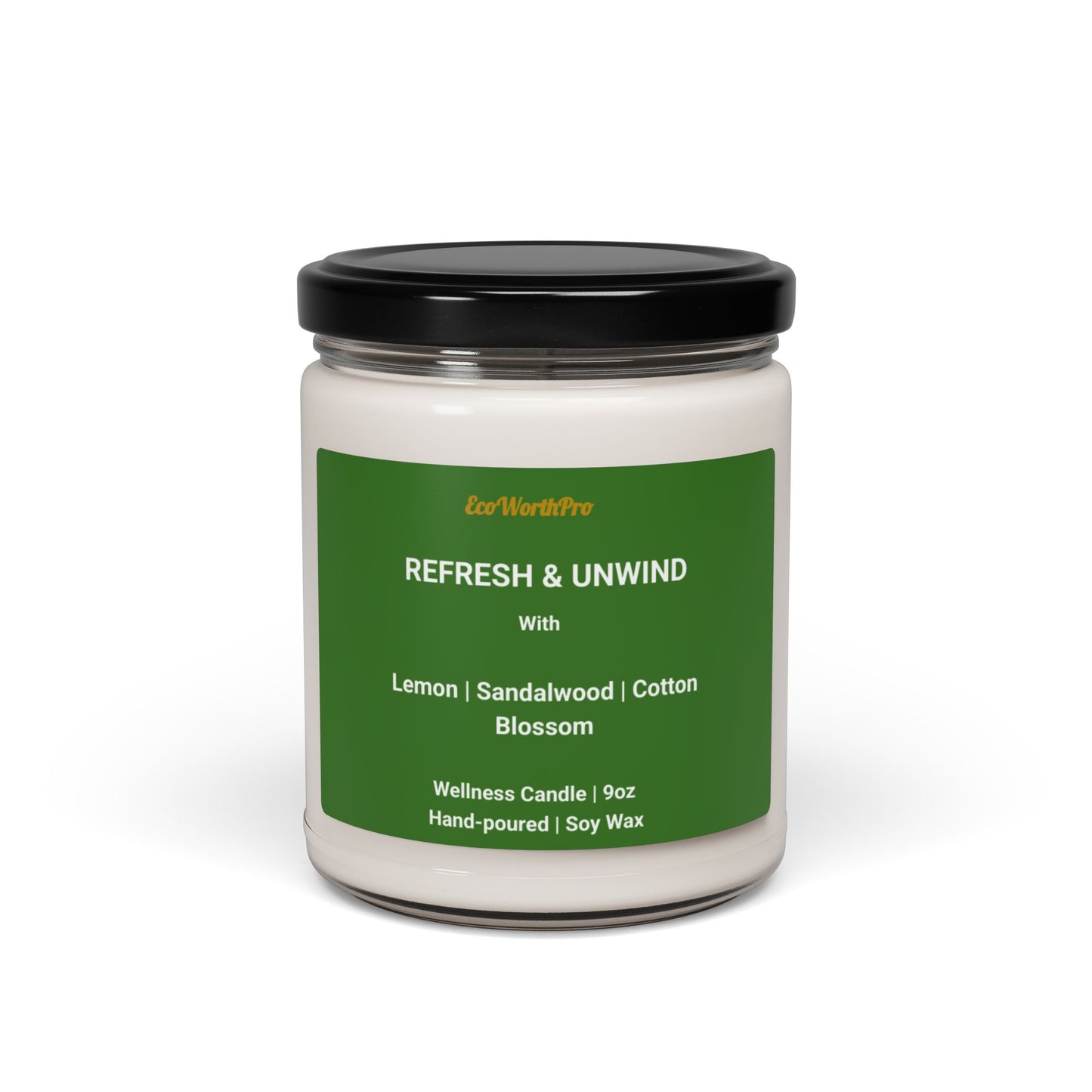 REFRESH & UNWIND | Clean Linen Soy Wax Candle | Cotton Blossom & Sandalwood  -9oz