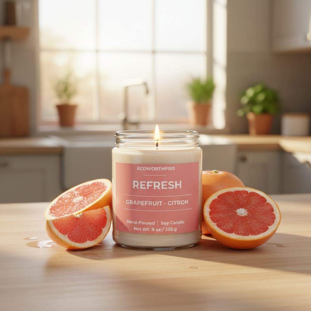 Grapefruit & Citron Candle | Fresh Citrus Soy Candle - ECOWORTHPRO