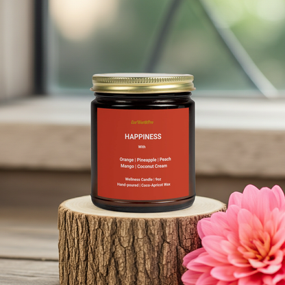 HAPPINESS | Tropical Wellness Candle – Coconut, Mango, Orange & Pineapple - 9oz