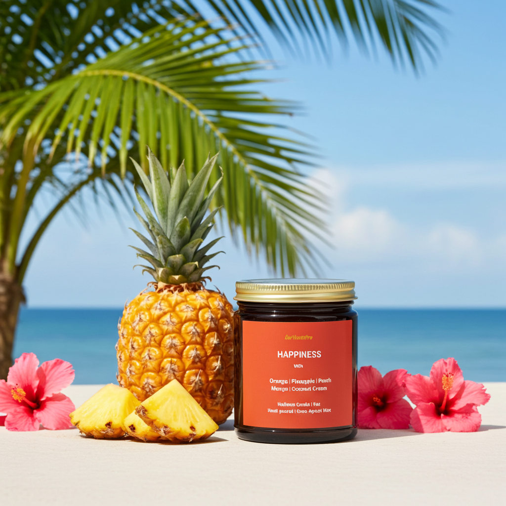 HAPPINESS | Tropical Wellness Candle – Coconut, Mango, Orange & Pineapple - 9oz