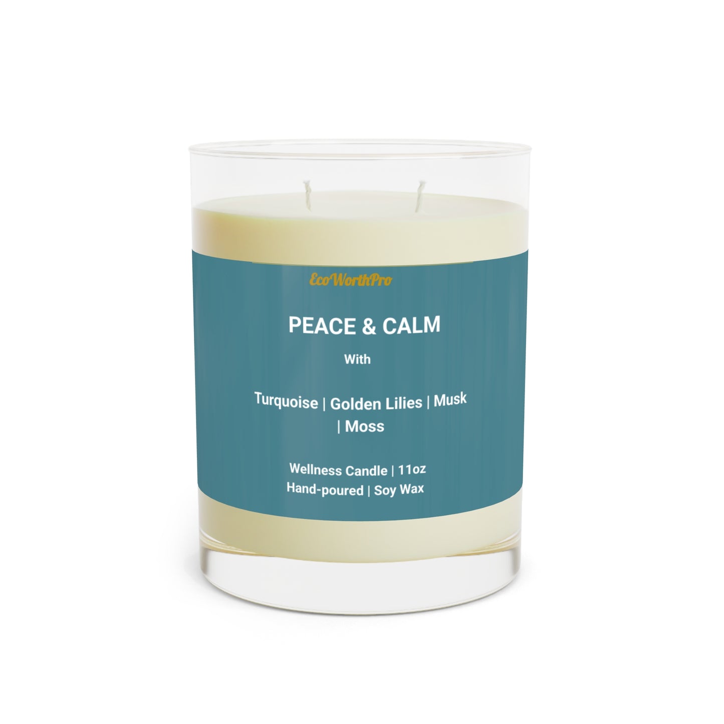 PEACE & CALM | Luxury Two-Wick Soy Wax Candle – Musk, Lily & Moss - 11oz