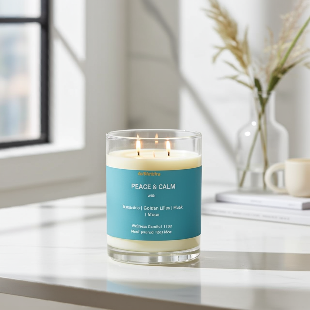 PEACE & CALM | Luxury Two-Wick Soy Wax Candle – Musk, Lily & Moss - 11oz