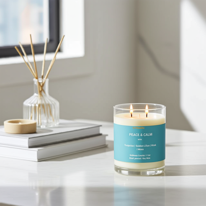 PEACE & CALM | Luxury Two-Wick Soy Wax Candle – Musk, Lily & Moss - 11oz