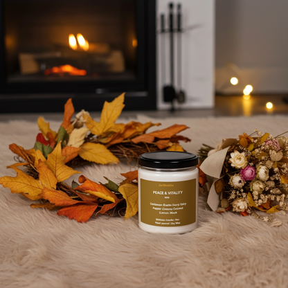 PEACE & VITALITY | Fall Soy Wax Candle | Spicy Pepper, Coconut Cream & Cardamom  - 9oz