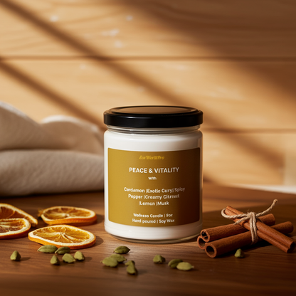 PEACE & VITALITY | Fall Soy Wax Candle | Spicy Pepper, Coconut Cream & Cardamom  - 9oz