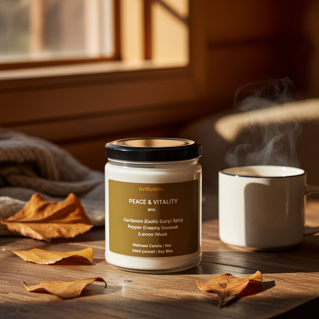 PEACE & VITALITY | Fall Soy Wax Candle | Spicy Pepper, Coconut Cream & Cardamom  - 9oz