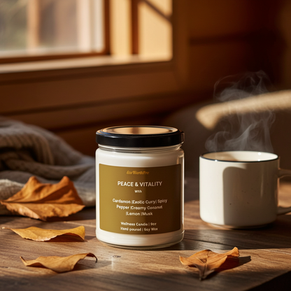 PEACE & VITALITY | Fall Soy Wax Candle | Spicy Pepper, Coconut Cream & Cardamom  - 9oz