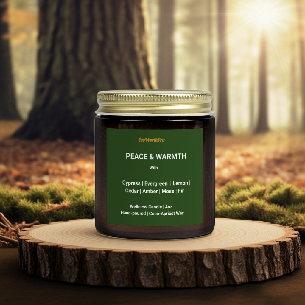 PEACE & WARMTH |  Winter Woodland Candle – Cypress, Amber & Fir - 4oz