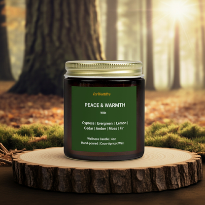 PEACE & WARMTH |  Winter Woodland Candle – Cypress, Amber & Fir - 4oz