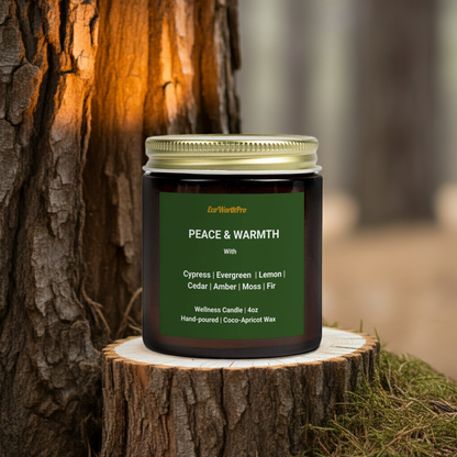 PEACE & WARMTH |  Winter Woodland Candle – Cypress, Amber & Fir - 4oz
