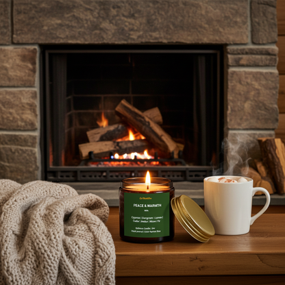 PEACE & WARMTH Winter Forest Candle | Cypress, Evergreen,Amber, Lemon & Fir | 9oz