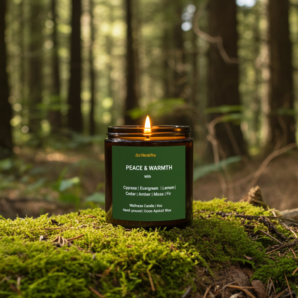 PEACE & WARMTH |  Winter Woodland Candle – Cypress, Amber & Fir - 4oz