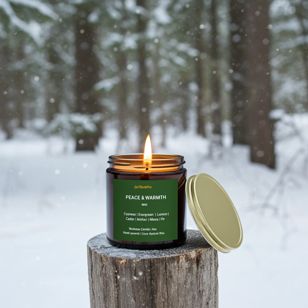 PEACE & WARMTH |  Winter Woodland Candle – Cypress, Amber & Fir - 4oz