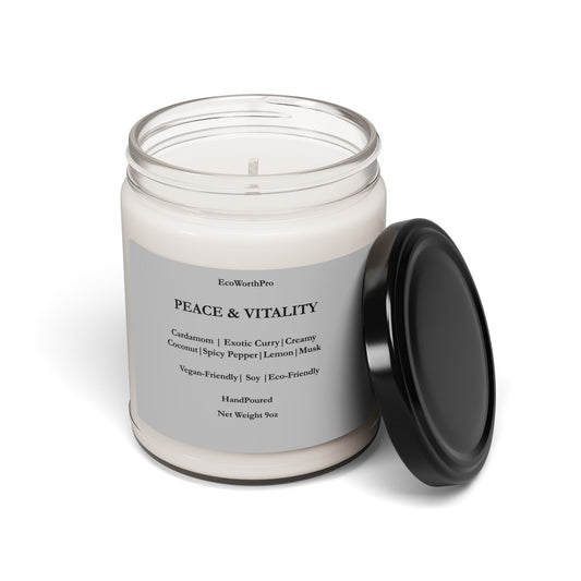 PEACE & VITALITY Wellness  Exotic Spice Candle – Curry, Coconut, Lemon & Cardamom  255g/9oz Front Side
