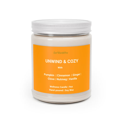 UNWIND & COZY | Pumpkin Spice Wellness Candle –Pumpkin, Ginger & Cinnamon - 9oz