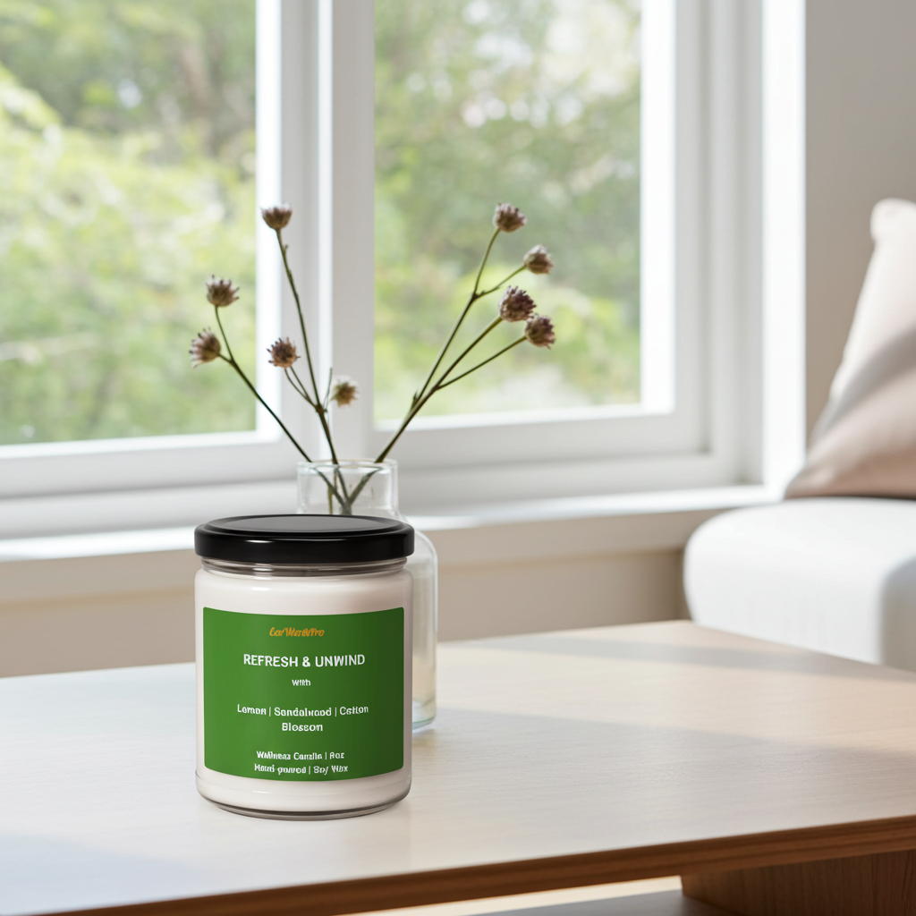 REFRESH & UNWIND | Clean Linen Soy Wax Candle | Cotton Blossom & Sandalwood  -9oz