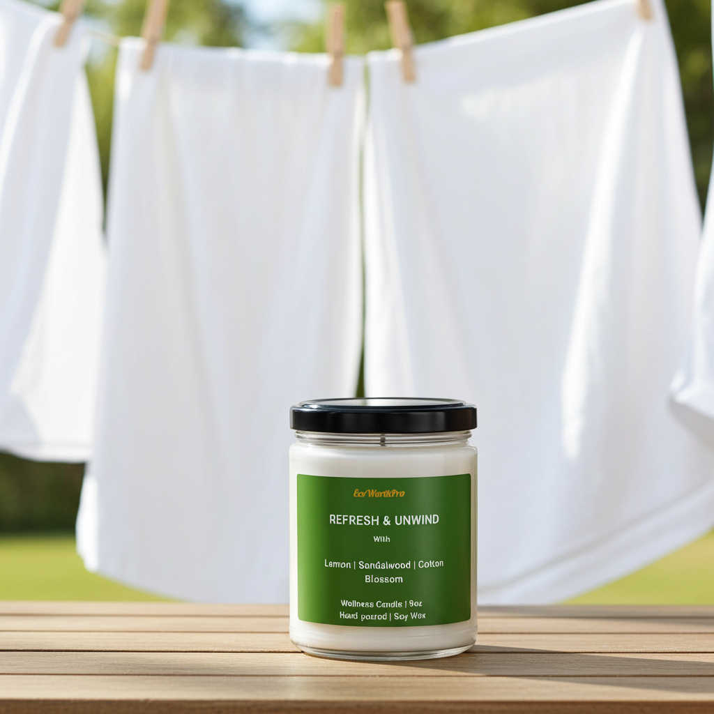 REFRESH & UNWIND | Clean Linen Soy Wax Candle | Cotton Blossom & Sandalwood  -9oz