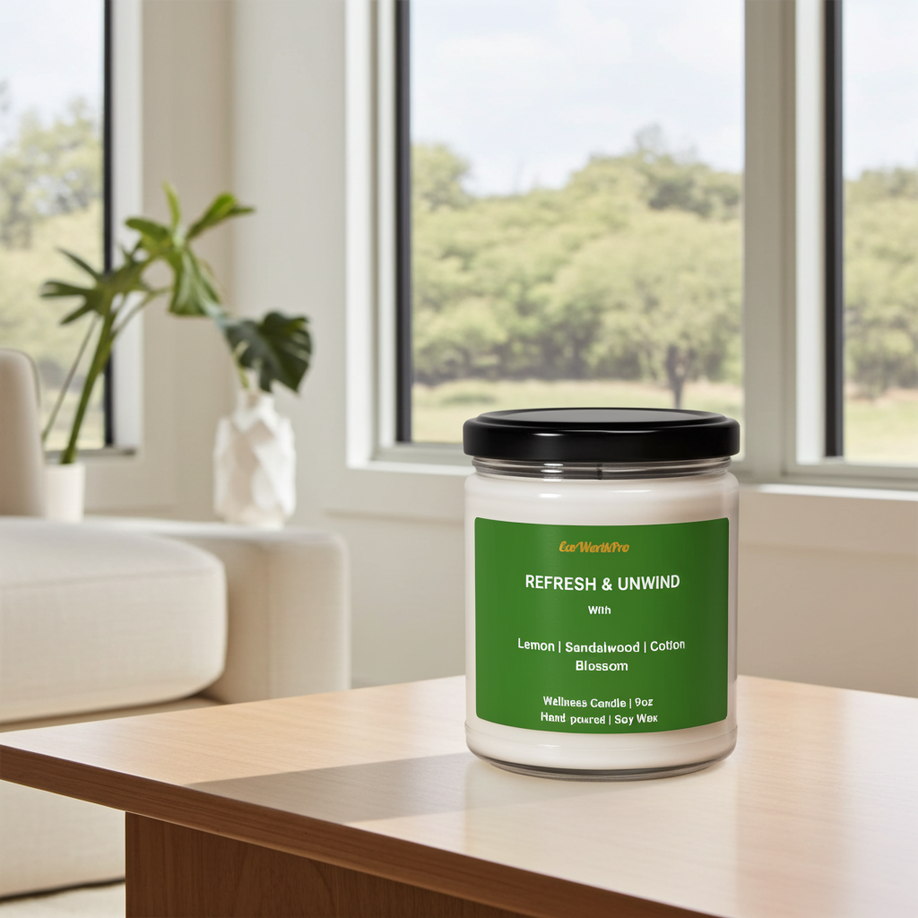REFRESH & UNWIND | Clean Linen Soy Wax Candle | Cotton Blossom & Sandalwood  -9oz