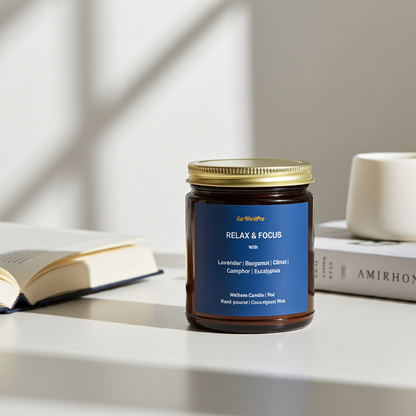 RELAX & FOCUS | Eucalyptus & Lavender Wellness Candle - 9oz