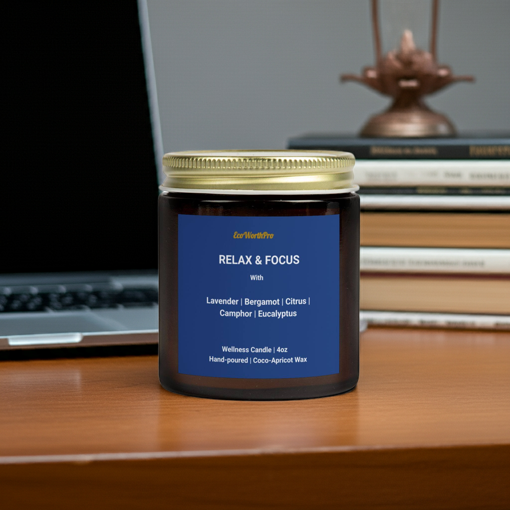 RELAX & FOCUS | Mini Eucalyptus & Lavender Candle - 4oz